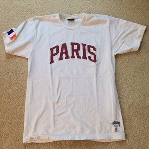 All White Stussy Paris t- shirt